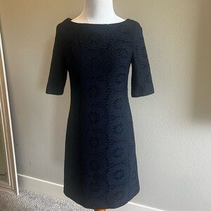 Adrianna Papell Navy Lace Midi Dress